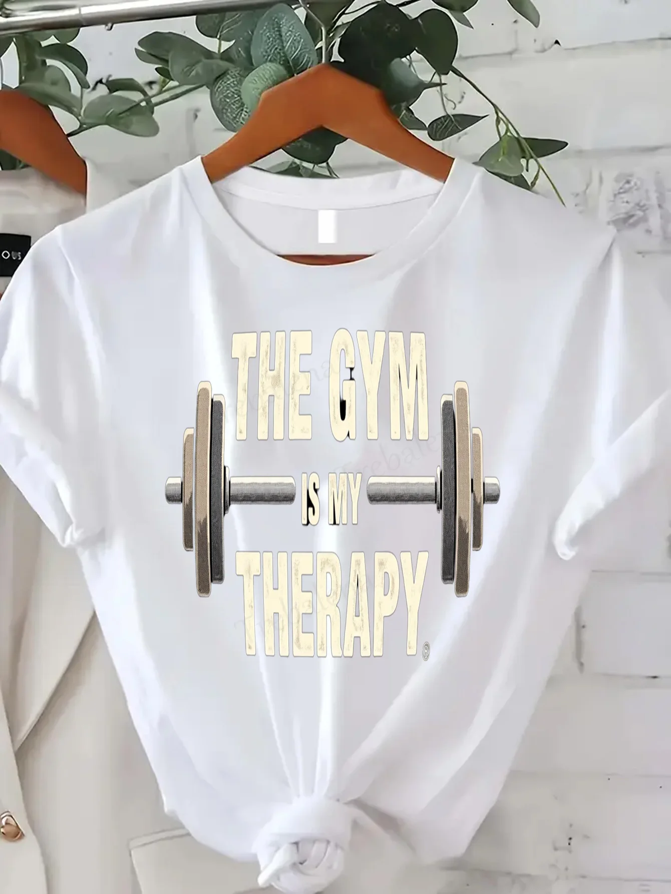 

Women T-shirt Gym Is My Therapy T-Shirt - Cute Workout Tee for Women, Fitness Motivation Style
