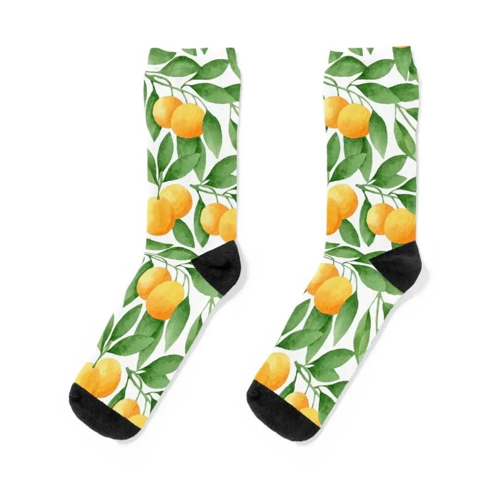 

Watercolor Tangerines Pattern Socks Novelties colored Antiskid soccer anti-slip Boy Socks Women's