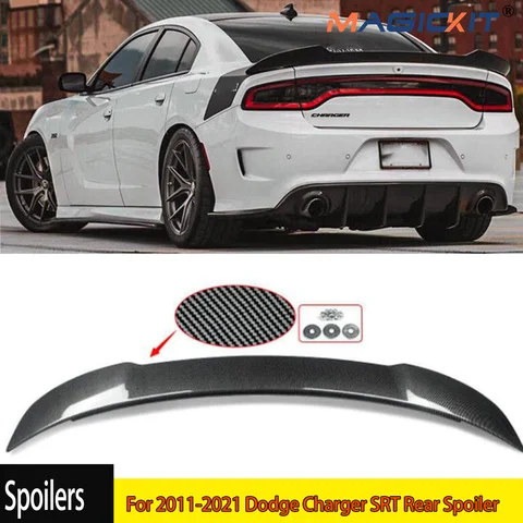 For 2011-2021 Dodge Charger SRT Rear Spoiler Wing Lip Hellcat Style Gloss Black