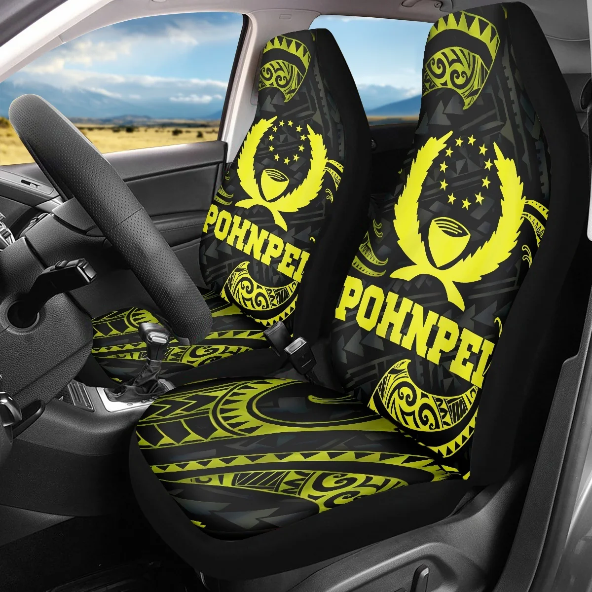 French Polynesia Pattern Car Interior Seat Cover Protect Comfortable Slip-Resistant Front Sedan Truck Seat Covers Easy Clean New