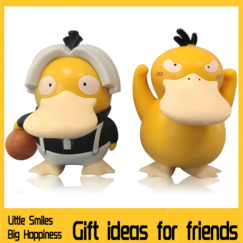 Pokemon Psyduck spielt Basketball, Mini-Actionfigur, Anime-Automodell, Kawaii Cheer Up Ornament, Sammlerstück, PVC-Spielzeug, Geschenk für Fans