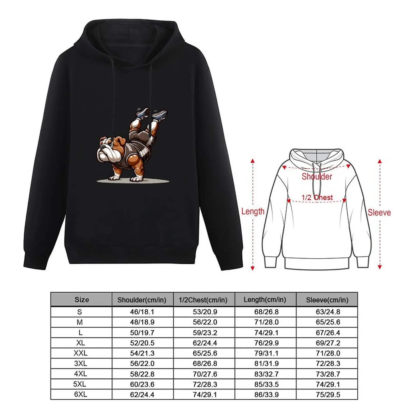 Handstand Hero: Bulldog Upside-Down Power Hoodie ملابس رجالية ملابس للرجال سترة شتوية للرجال ملابس رجالية تي شيرت بقلنسوة جديد