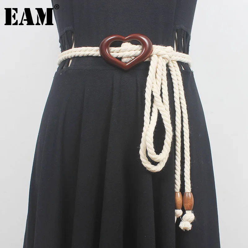 

[EAM] Apricot Vintage Woven Hemp Rope Long Belt Personality Women New Fashion Tide All-match Spring Summer 2024 1DH553912