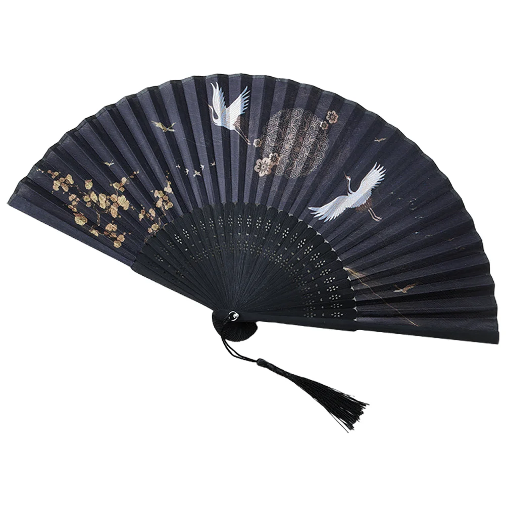 Chinese Style Folding Fan Handheld Foldable Dance Photo Silk Cloth Party Prop Retro