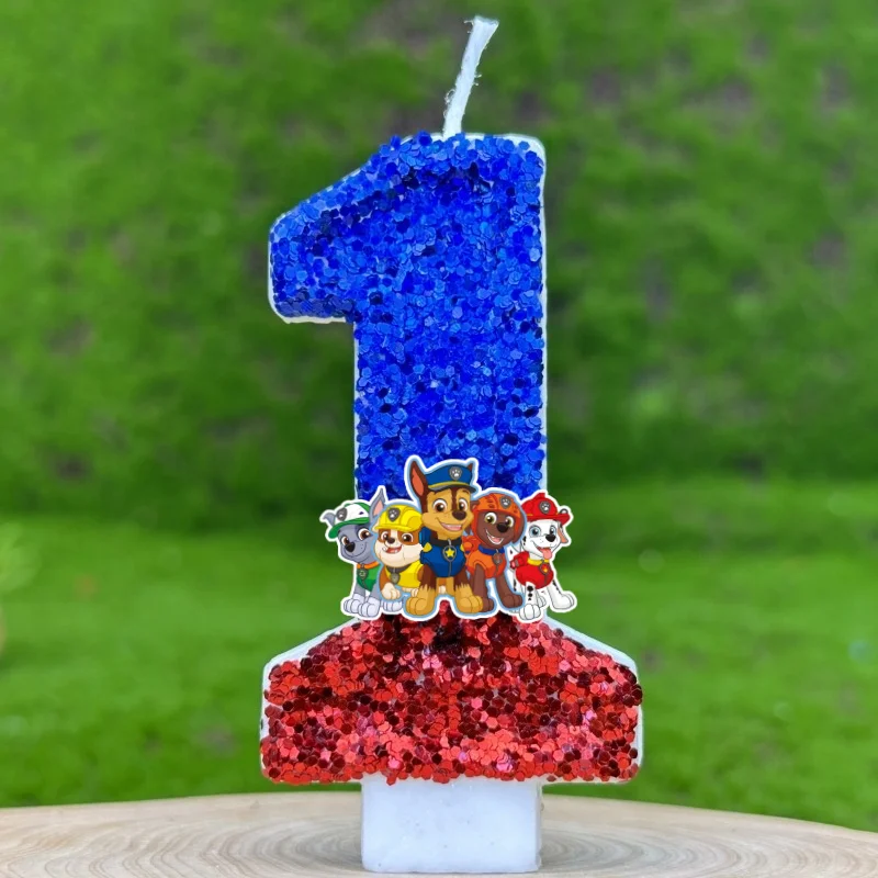 Cartoon Paw Patrol Theme Candle 0-9 Number Birthday Cake Anniversary Party Baby Shower Candles Scene Decoration Supplies