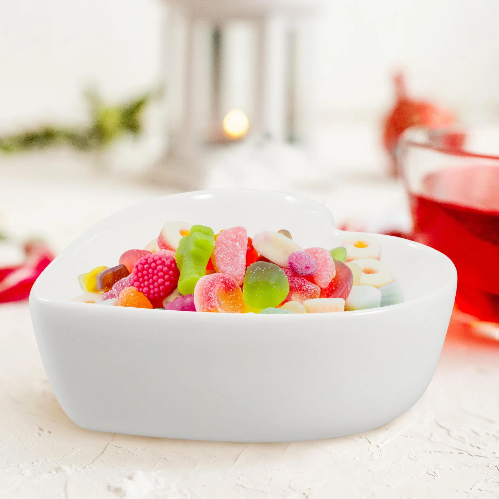 

Heart Shaped Candy Bowl White Porcelain Seasoning Dish Cute Serving Platter for Sweets Cute Candy Dish Heart Shaped Basket