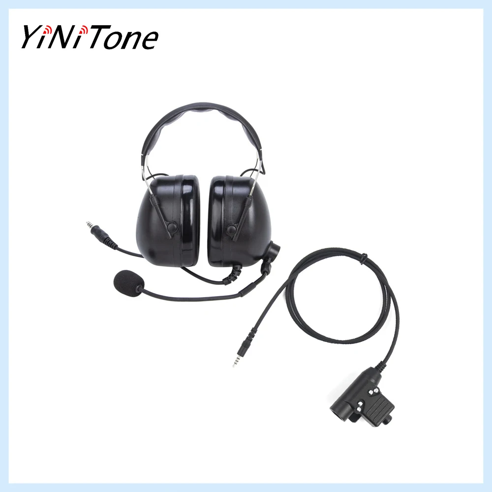 

Universal Aviation Pilot Headphone Two Way Radio Headset Microphone with U94 PTT Adapter for iPhone Samsung HTC Cellphone