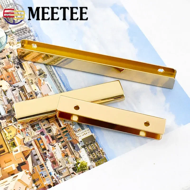 5/10Pcs Meetee 3-25cm Metal Handbag Side Clip Buckle LightGold Strip Clips with Screw DIY Luggage Decor Hardware Accessories