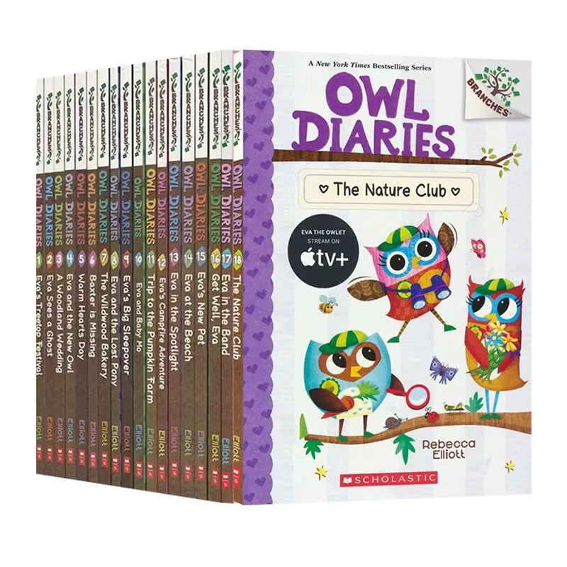 18 Books/Set Owl Diaries English Colorful Picture Book Kids Early Education Childhood Learning Writing Diary Girls' Age 6-12