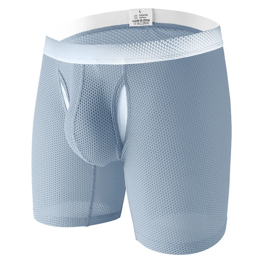 Breathable Long Leg Boxers Blue Breathable Trunks Casual Wear Classic Style Comfortable Fit Lightweight Fabric