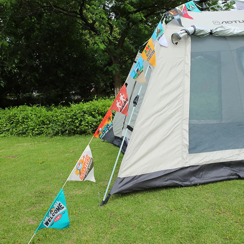 Outdoor Tent Camping Flag Decoration Premium Oxford Cloth Material Ideal for Creating a Festive Atmosphere (Green/Beige)