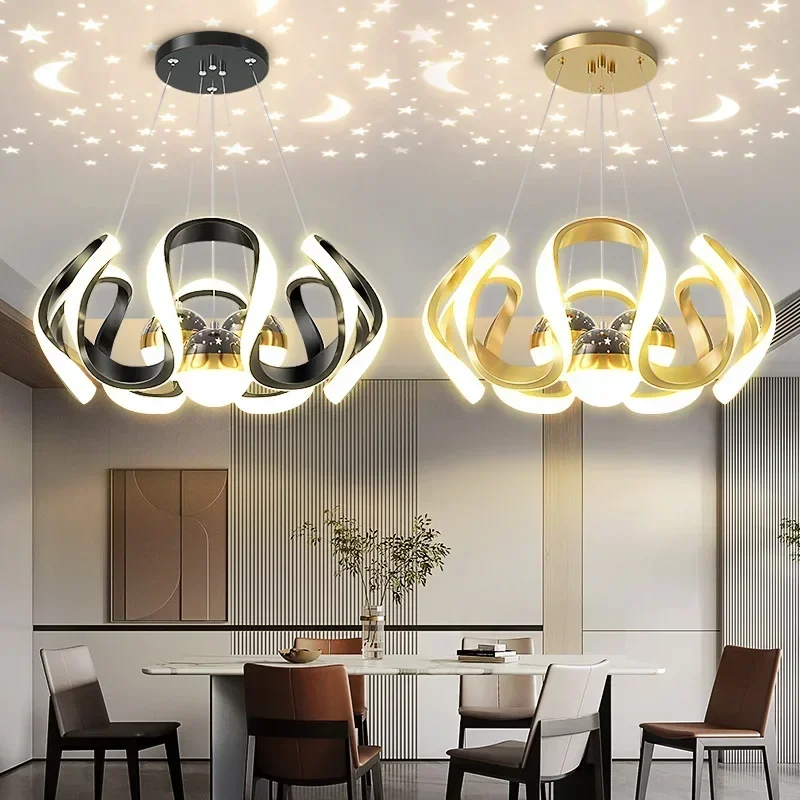 

Nordic LED Pendant Chandelier Lighting for Living Dining Room Restaurant Kitchen Star Sky Design Hanging Supension Lamp Dimmable