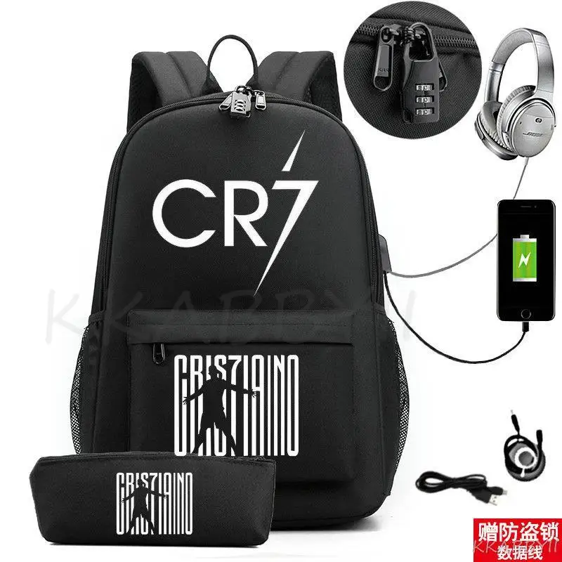 CR7-mochila para ordenador portátil para mujer y hombre, bolsa de lona, de viaje, Retro, informal, escolar, para adolescentes