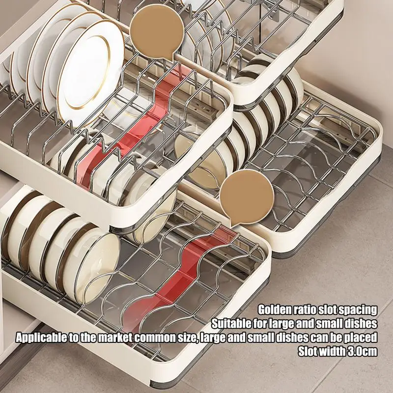 Pull Out Drawers For Cabinets Metal Slide Out Dish And Bowl Drying Rack Dish Holder Pantry Storage Shelves Drawer Organizer For