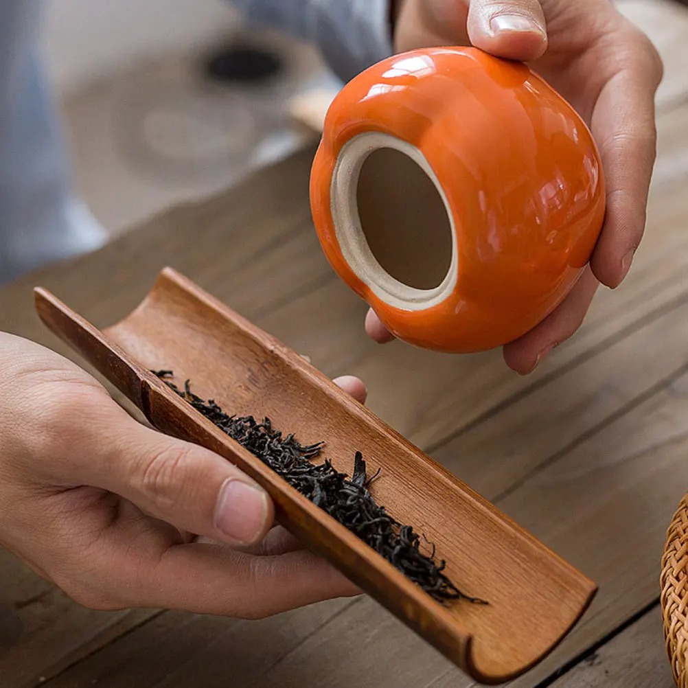 

2Pcs Persimmon Shaped Ceramic Tea Storage Jars Sealing Canisters Kitchen Food Containers Household Decorative Practical Tea