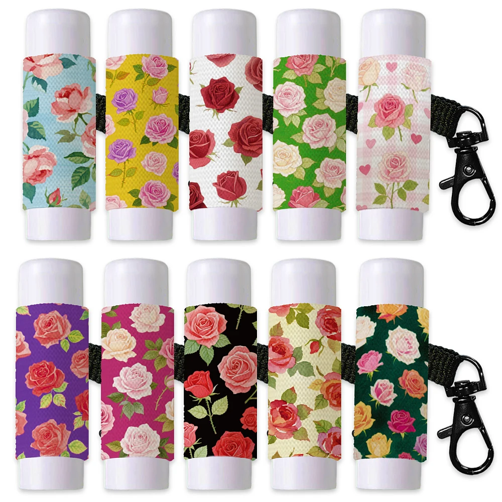10Pcs Books Butterflies Lip Balm Holder Keychain Cowboy Boots Lipstick Holders Pouch with Metel Clasp Portable Clip on Lip Gloss