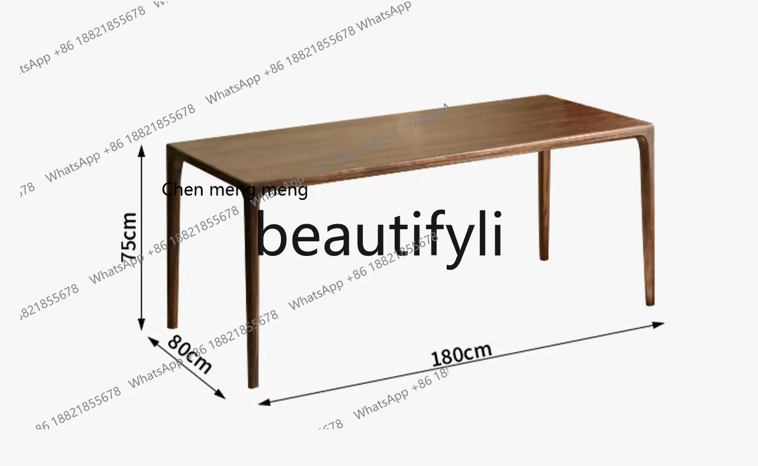 

North American black walnut dining table solid wood rectangular dining table modern simple household log2936