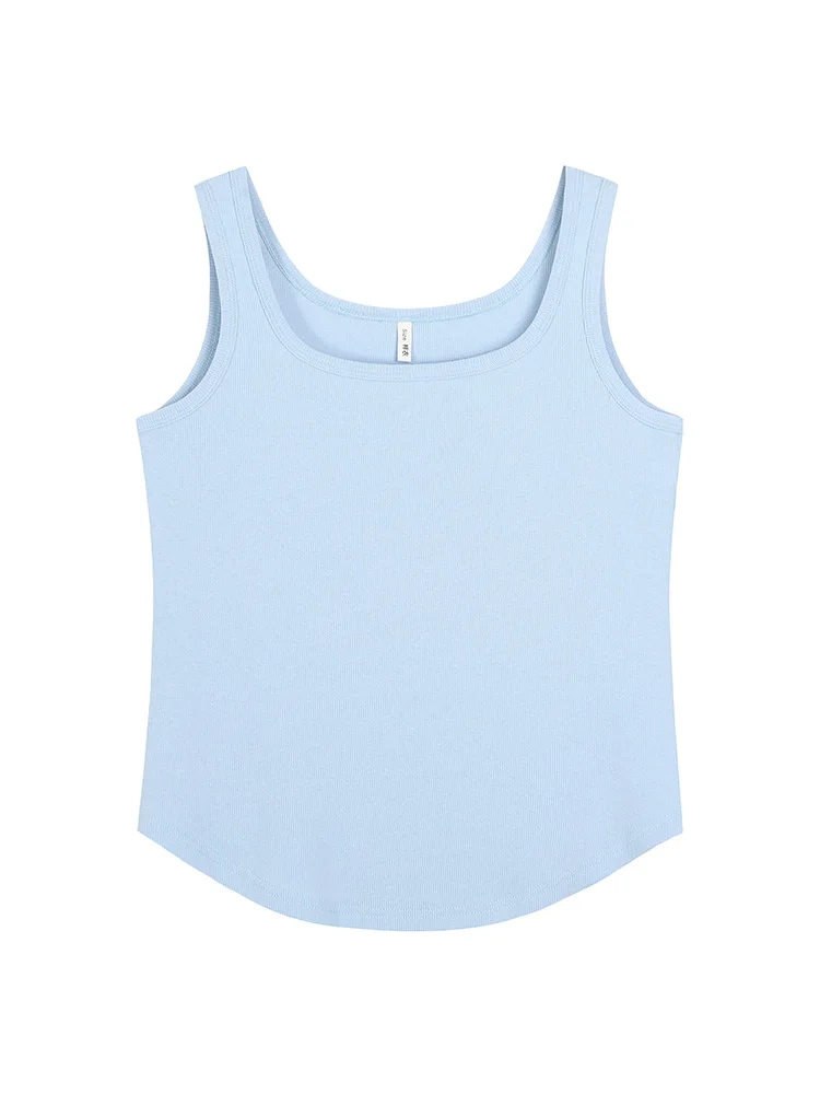 GIBSIE-Camiseta sin mangas de punto con cuello redondo para mujer, chaleco básico de moda, Camiseta corta informal Lisa para mujer, talla grande, primavera y verano