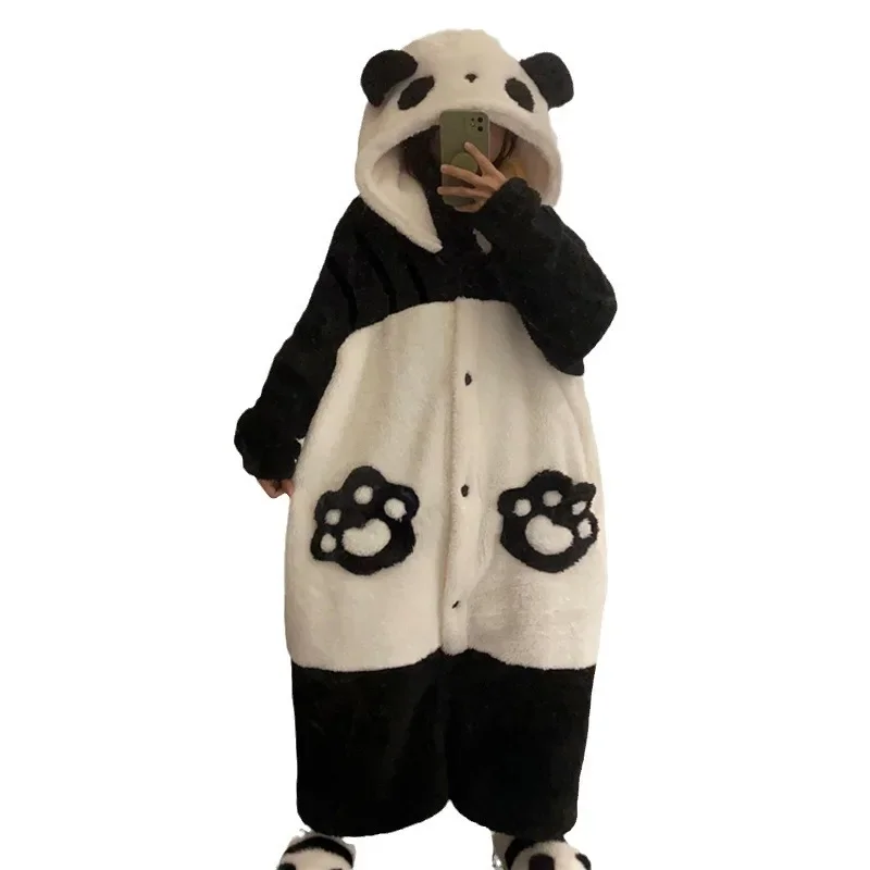 Anime Adult Panda Robes Cosplay Halloween Costumes Onesies Nightgown Xmas Carnival Funny Pajamas Kigurumi