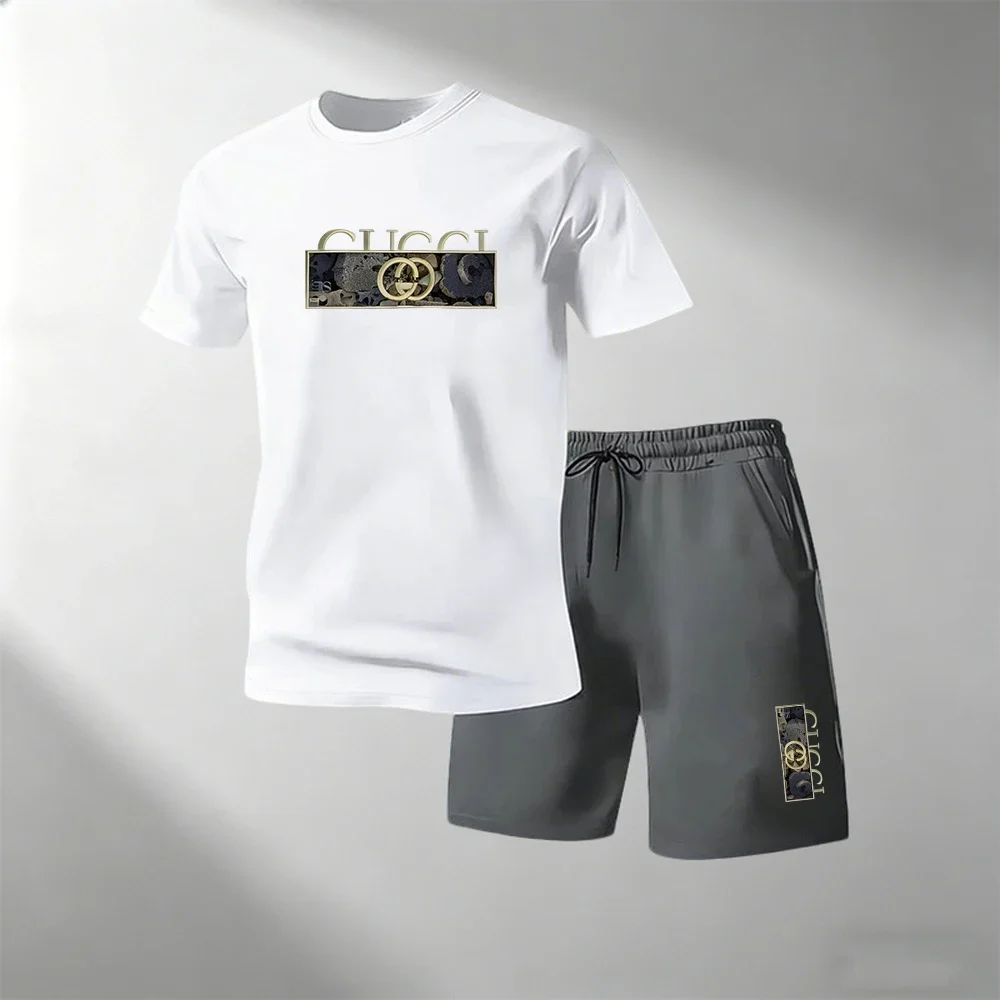 

2026 Summer Hot Sale Men's T-Shirts Sets Round Neck Short Sleeve T-Shirt + Shorts Quick Dry Home Outdoor Running Fitness 2 Piece