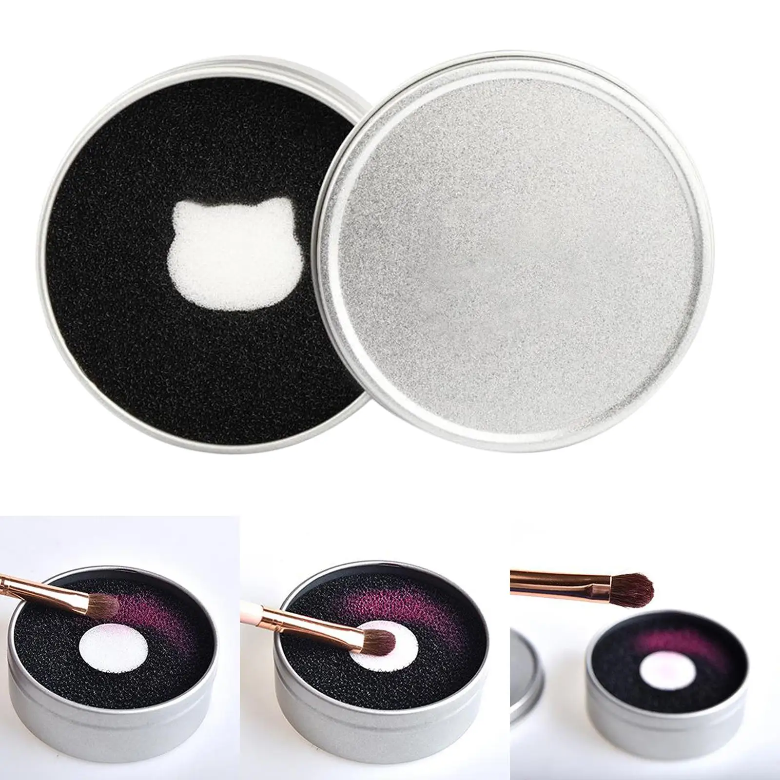 2-6pack Makeup Brush Cleaner Sponge Eyeshadow Shadow Switch Remover Cat