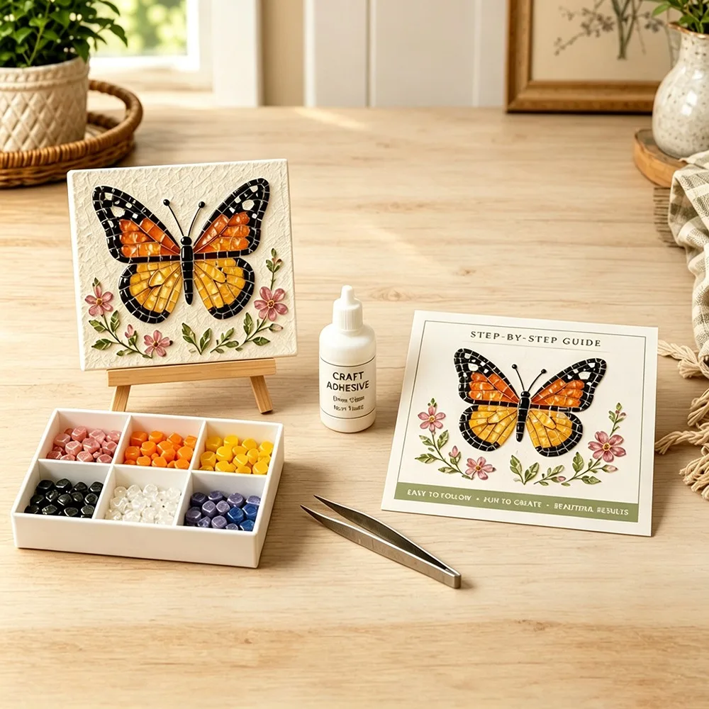 Glass Tiles Mosaic Kit Mosaic Craft Supply DIY Beginner Friendly DIY Glass Craft Glass Art Material Home Decor Kit