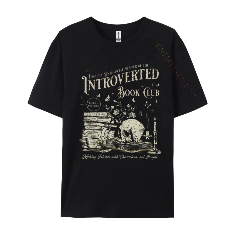 

Retro Proud Anti Social Member Of Introverted Book Club T-Shirt Men Funny Tees Cotton Tops T Shirt Basic