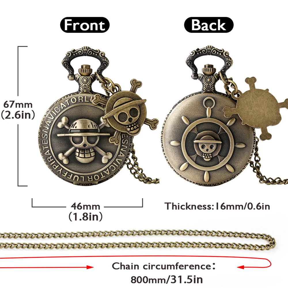 One Piece Retro Pocket Watch Luffy Skeleton Pocket Watch One Piece Anime Peripheral Old Style Flip Pocket Watch Gift