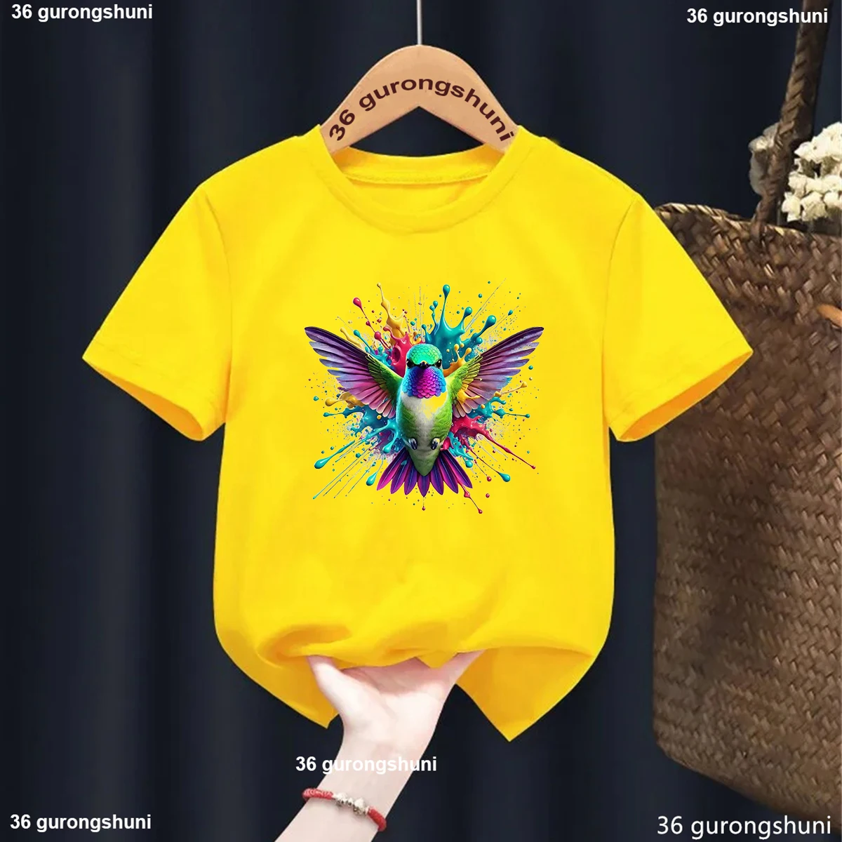 

Tshirt for boys/girls funny Hummingbird print t shirt kids summer cute children's clothing fashion boys/girls universal clothes