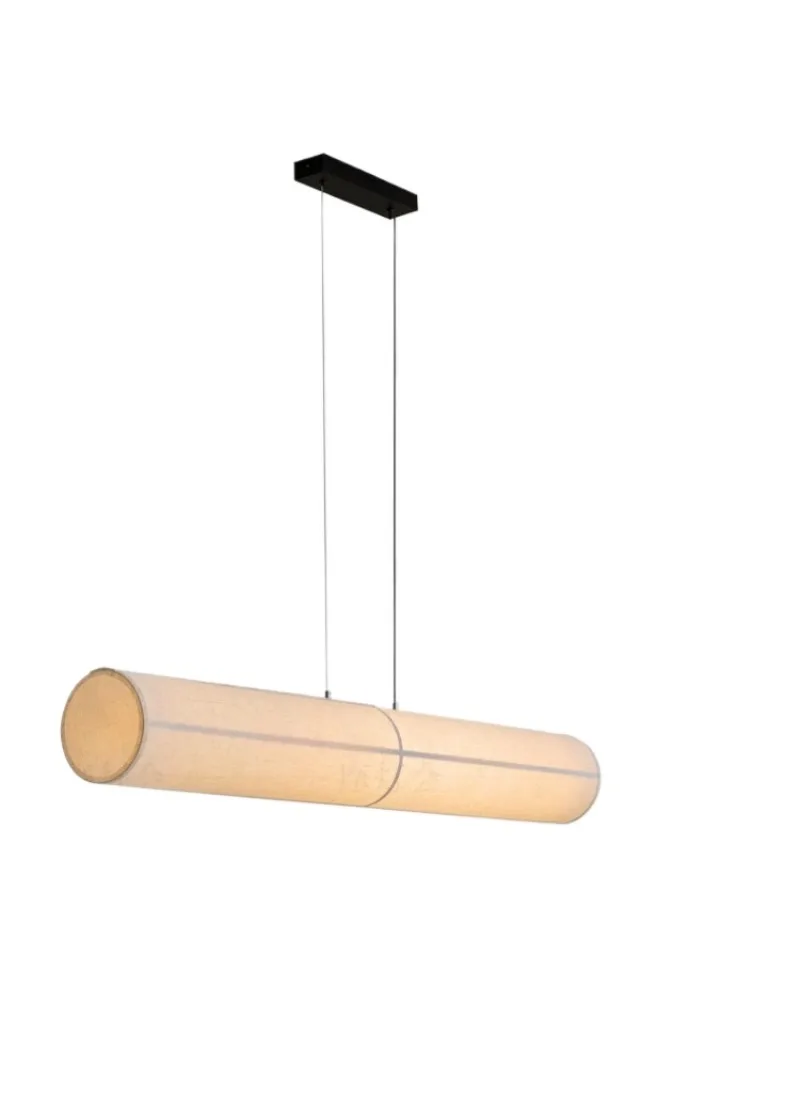 wabi-sabi style restaurant chandelier iron frame fabric lampshade LED light 4000K color temperature line chandelier