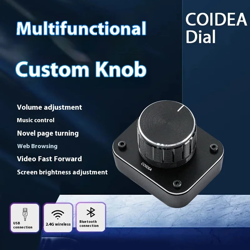 COIDEA Dial 3Mode USB/2.4G/Bluetooth Wireless Single Knob Custom Fader Multi Functional Custom Knob Mini Portable Knob Gifts