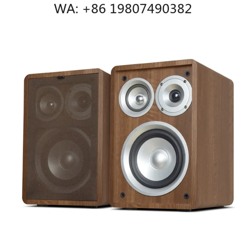 100W Three Way HiFi Passive Bookshelf Speaker Premium Stereo Sound Home Theater Entertainment Audio System Device