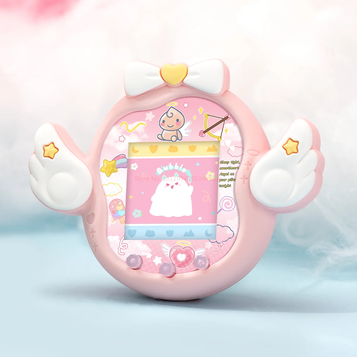 Novo quente tamagotchi uni eletrônico animal de estimação anjo diabo silicone capa protetora dos desenhos animados anime figura modelo decoração presentes