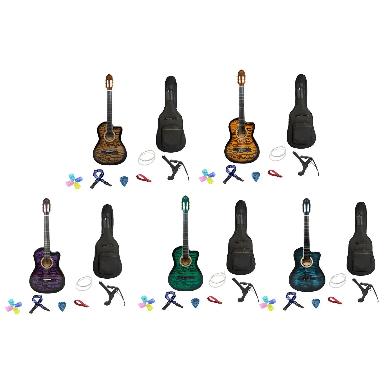 Acoustic Guitar Classical Guitar Vintage Plucked Instrument Folk Guitar Spruce Notched Guitar for Exams Performances Beginner