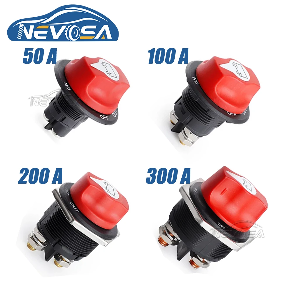 

NEVOSA 12V 50A 100A 200A 300A Car Battery Race Rally Battery Disconnector Isolator Cut Off Switch For RV Motorcycle Truck Boat