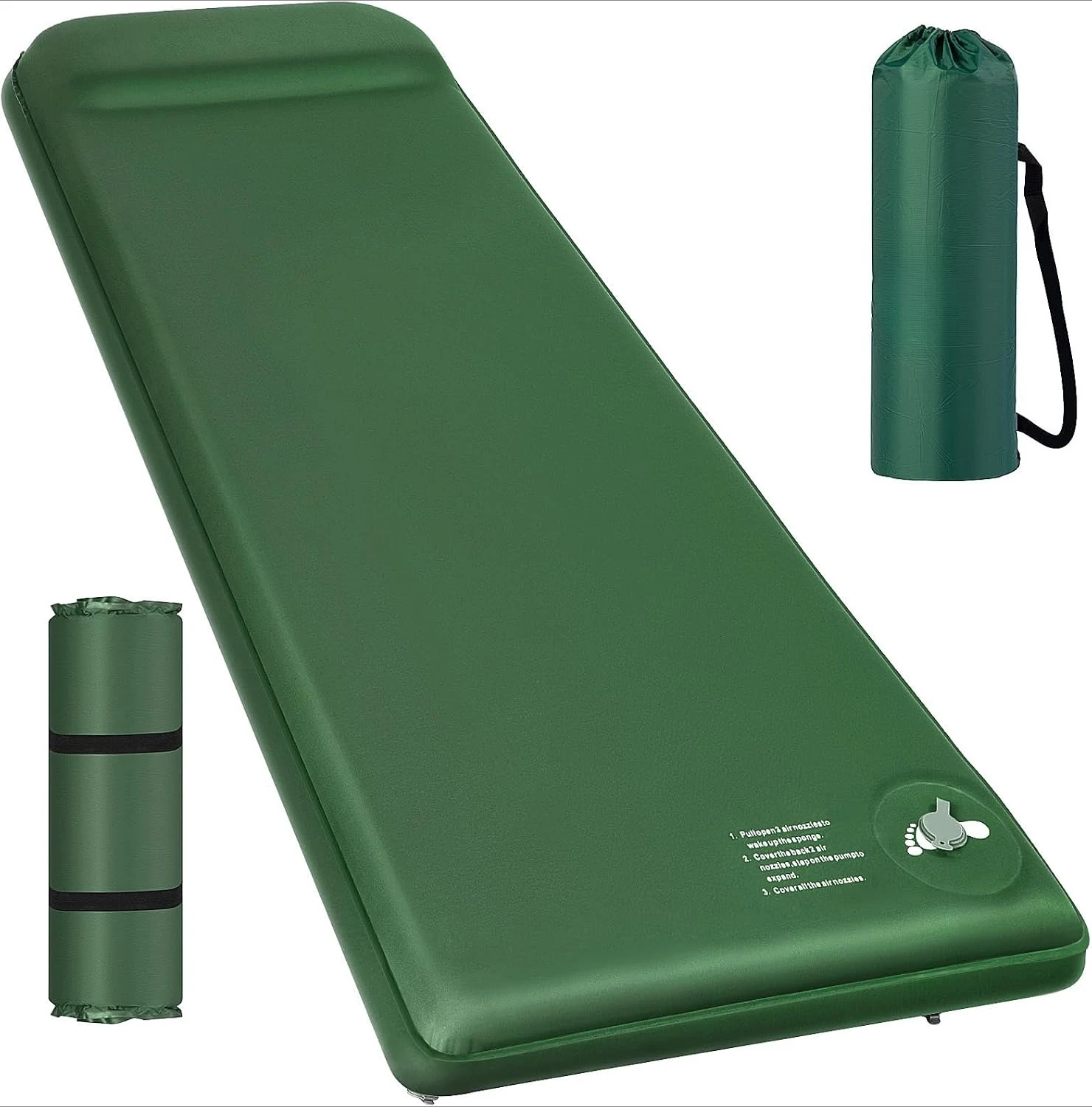 3.1 Inch Thick Memory Foam Self-Inflating Camping Mattress R9.5 Thermal Insulation Fast Inflate Deflate With Pillow For Car Tent Camping
