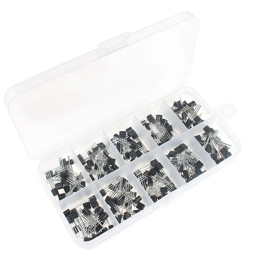 200PCS Transistors Kit NPN PNP S8050 S8550 2N3904 S9012 S9013 S9014 2N3906 C1815 A1015 MJE13001 10 Values Transistor Set