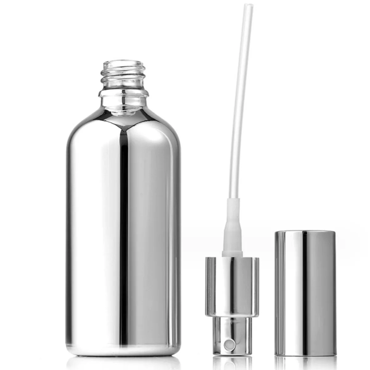 15ml 30ml 100ml Essential Oil Spray Bottle Bright Silver Fine Mist Perfume Atomizer Refillable Empty Glass Bottle shampoo NEW