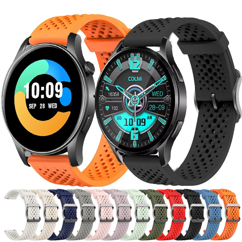20mm 22mm Breathable Strap For COLMI C8 Max/COLMI i28 Ultra/P86 P76/P28 Plus Sport Silicone Band For COLMI V73 V75 M40 M41 M42