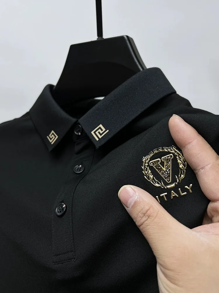 High end luxury brand fashion printed short sleeved POLO shirt for men's 2024 spring new business casual T-shirt breathable top