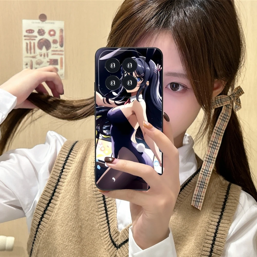 Anime Mai Sakurajima Mobile Phone Case for Xiaomi 14 13 12 11 10 9 T Ultra Lite Pro S SE X 5G Black Soft Phone Cover Shell