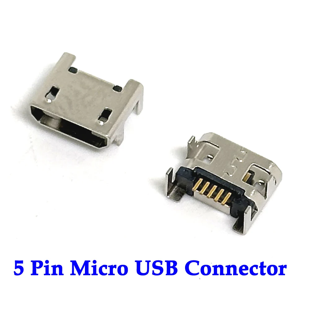 5Pin Micro USB Connector Female Port Jack Solder Plug SMD SMT Android Phone Data Charging Socket 5P Micro USB DIY Repair Adapter