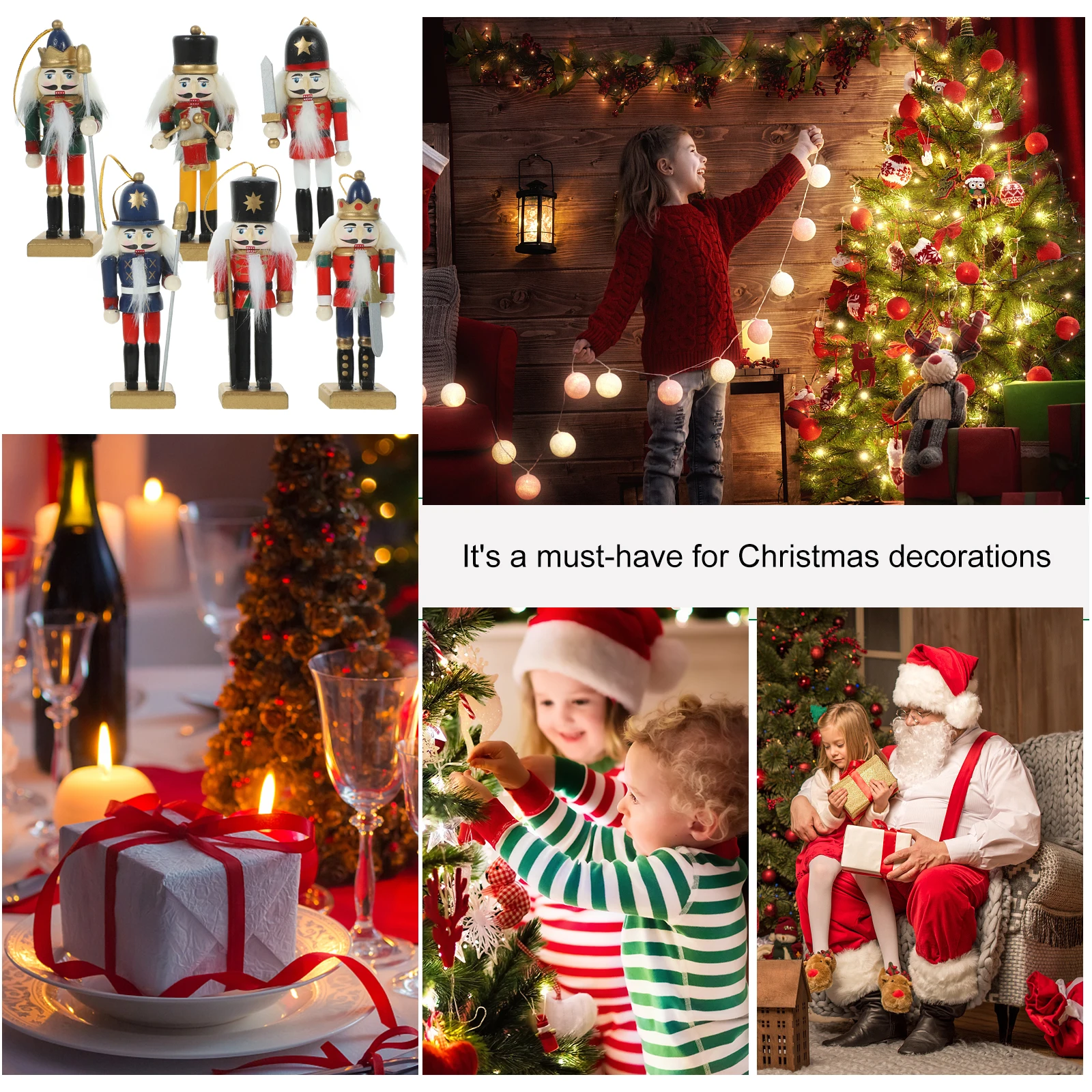 

6 Pcs Nutcracker Ornament Pendant Decorative Soldier Decoration Outdoor Nutcrackers Hanging