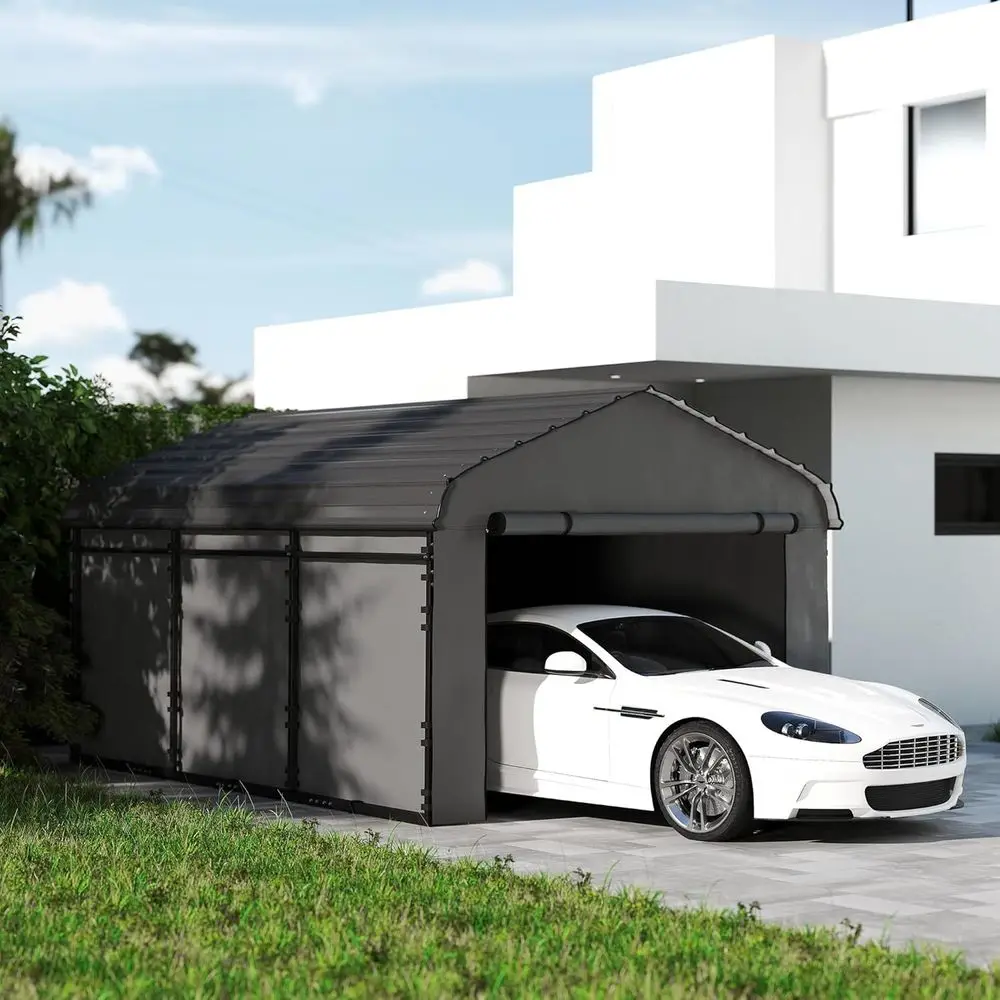 

Heavy-Duty 10x15 Metal Carport with Waterproof Galvanized Roof and Removable Sides for Vehicles and Equipment