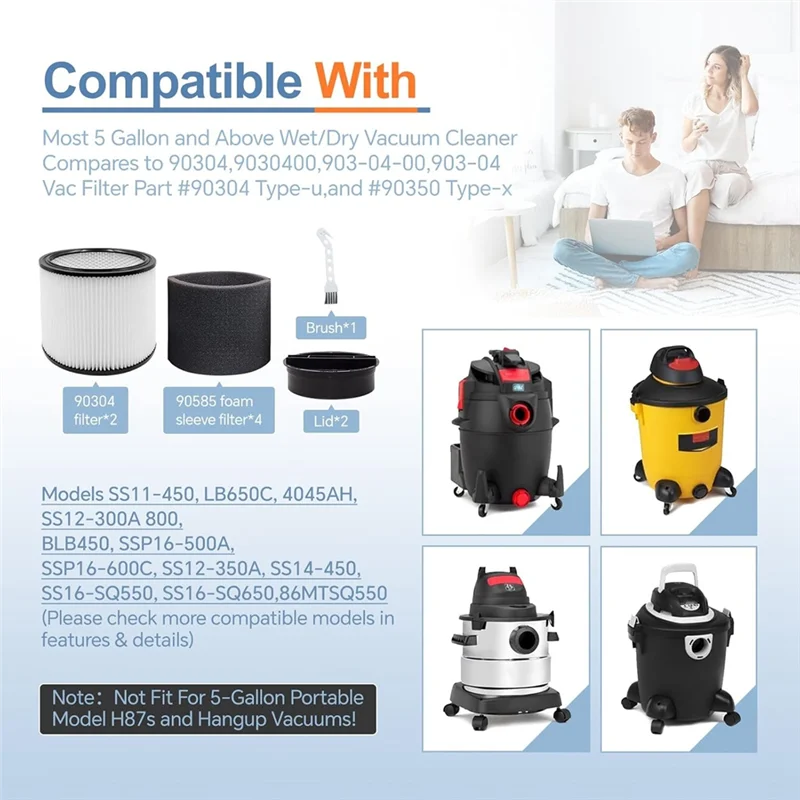 

AC93-Filter Replacement 90304, 90585 Foam Sleeve Fit For Shopvac 90304, 90350, 90333, 5 Gallon Up Wet Dry Vacuum Cleaners
