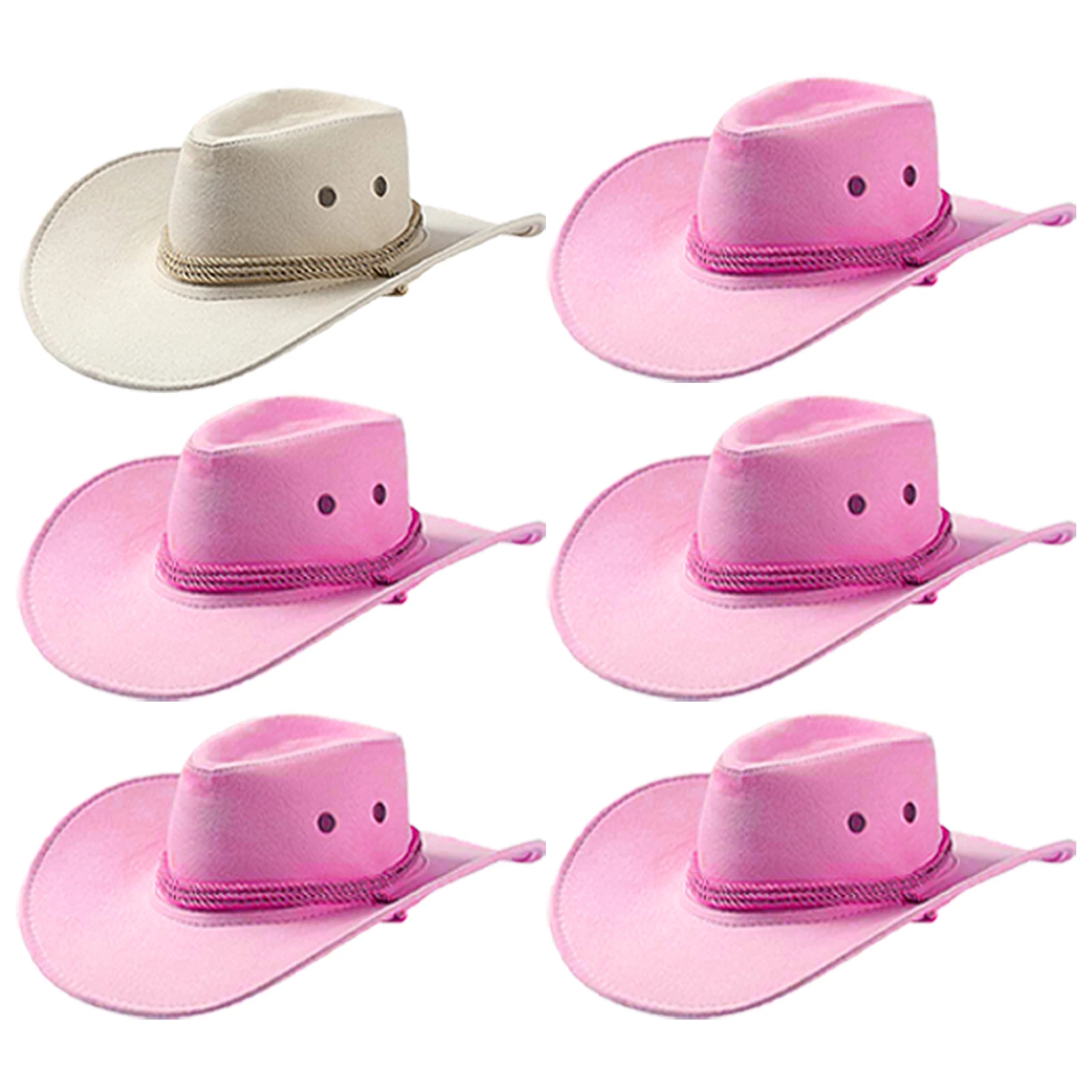 24-6 Set Cowboy Party Hats for Man Women Cowboy Hat for Bachelorette Party Supplies Cowboy Hats with Bandanas for Bridal Shower image 3