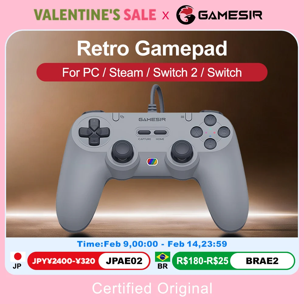 

Игровые геймпады GameSir Retro, проводной контроллер для ПК, Windows, Steam, Switch, с джойстиком на эффекте Холла, 2 программируемые кнопки, Tegenaria Lite