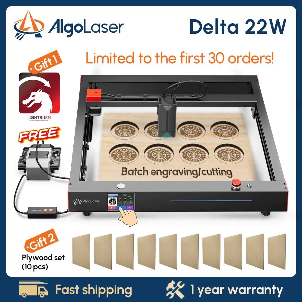 Algolaser Delta 22W Laser Engraver with Engraving Area 440x415mm 3.5''Touchscreen Business Bulk Production DIY Woodworking Tools