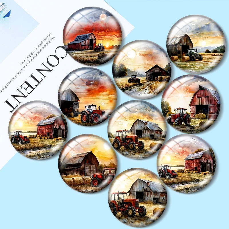 Sunset Farm  12/18/20/25mm glass cabochon  bracelet pendant rings for jewelry demo earrings back Making findings