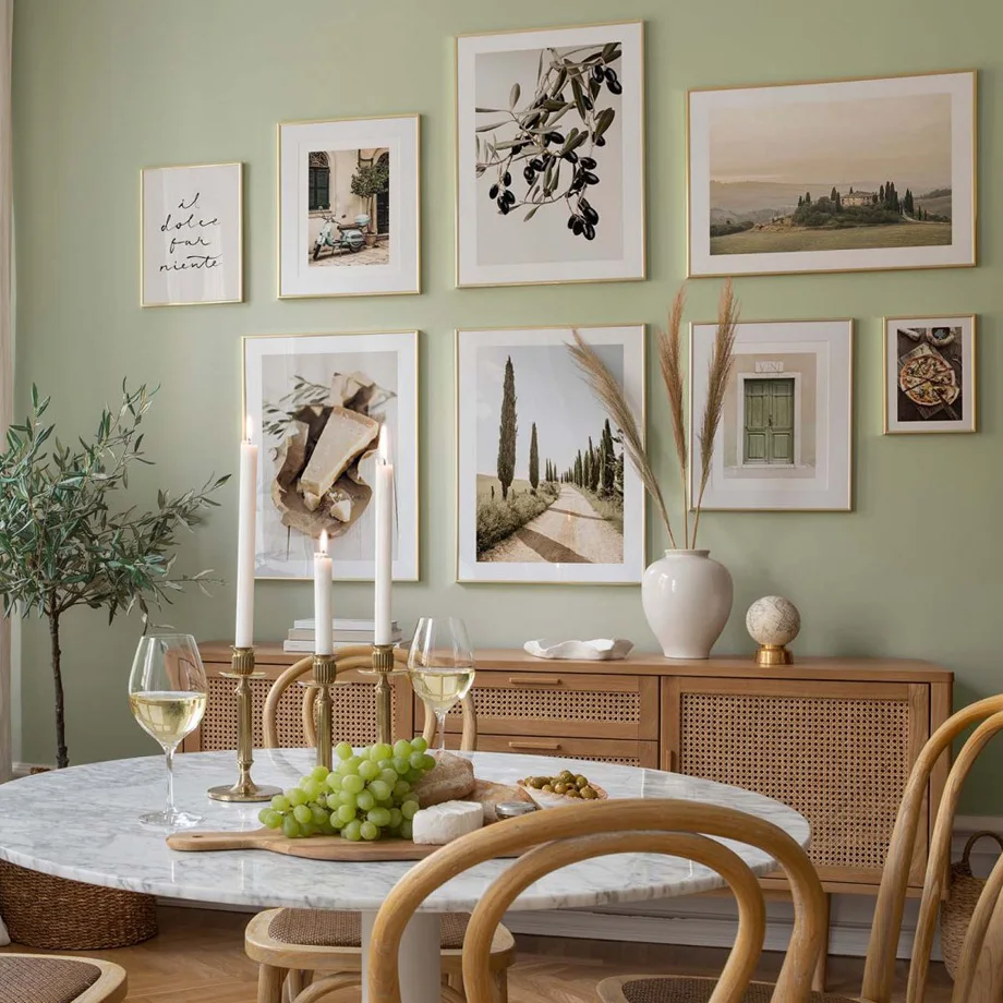 

Tuscany Landscape Poster Italy Vespa Olive Branch Cypress Tree Cheese Pizza Wall Art Print Canvas Painting Living Room Decor